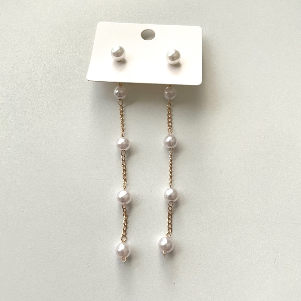 Golden Pearl Drop Earrings